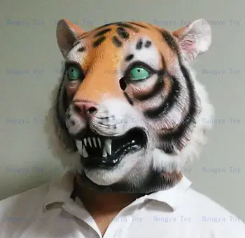 

2013 Hot Selling Fashion Full Face Carnival Celebrations Party Costume Realisic Tiger Mask for Halloween props