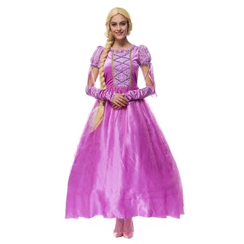 

halloween adult rapunzel costume tangled fancy dress+bustle women cosplay tangled rapunzel princess costume for women purple Dre