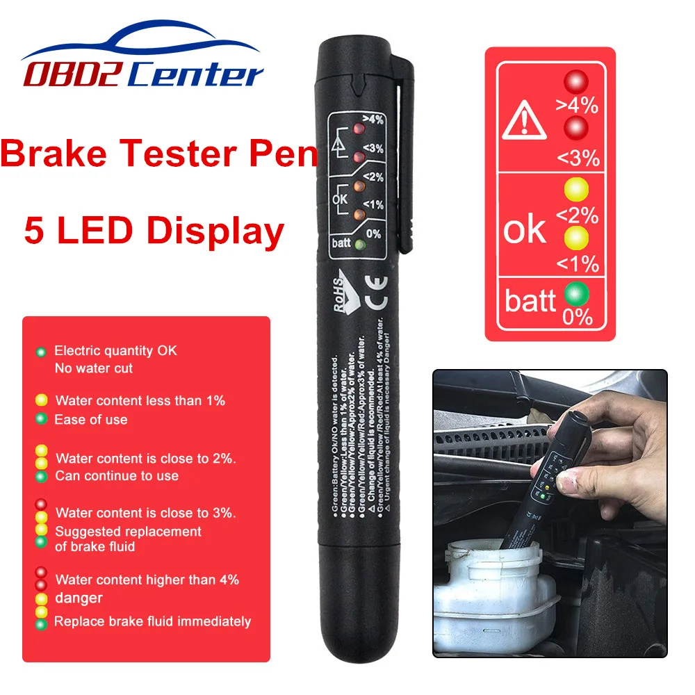 

Mini Brake Fluid Liquid Tester Pen Portable LED Display Brake Oil Test Tool For Car Truck Testing Moisture of Brake Oil