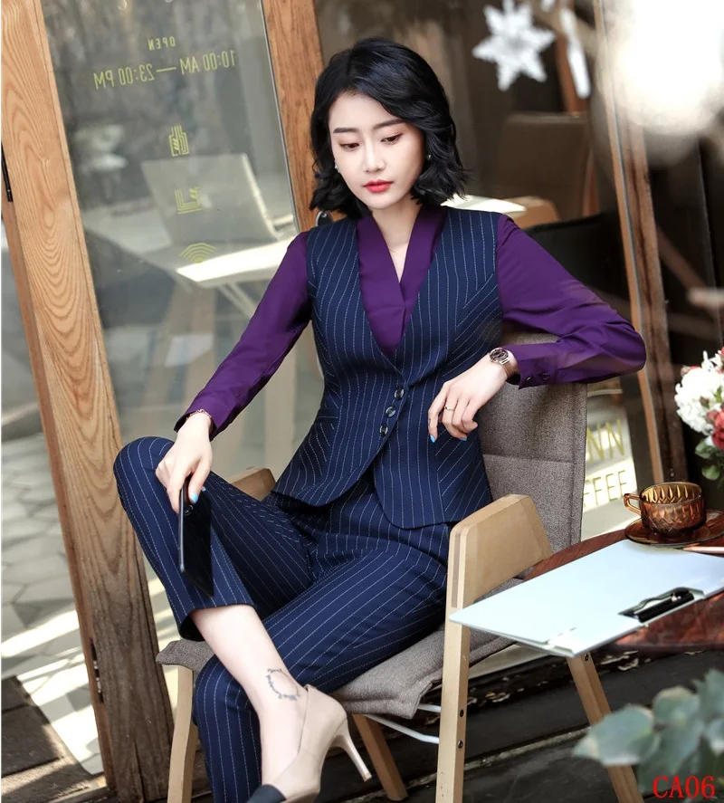 business pantsuit with blouse