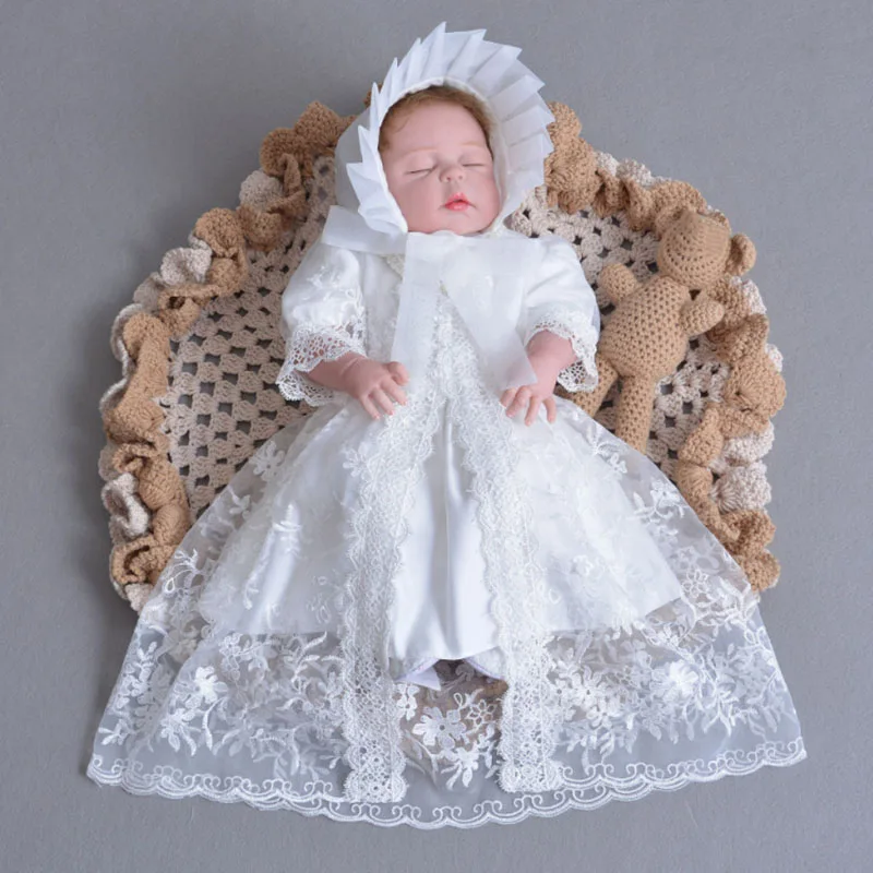 

Baby Princess Dress Set Summer Newborn Lace Girls Dress Embroidery Photography Clothing O Neck Cute Dress with Hat for Infant