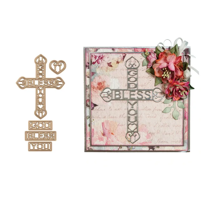 

God Bless You" Cross Metal Cutting Dies for Scrapbooking DIY Photo Album Embossing Paper Card Making Decor New 2019