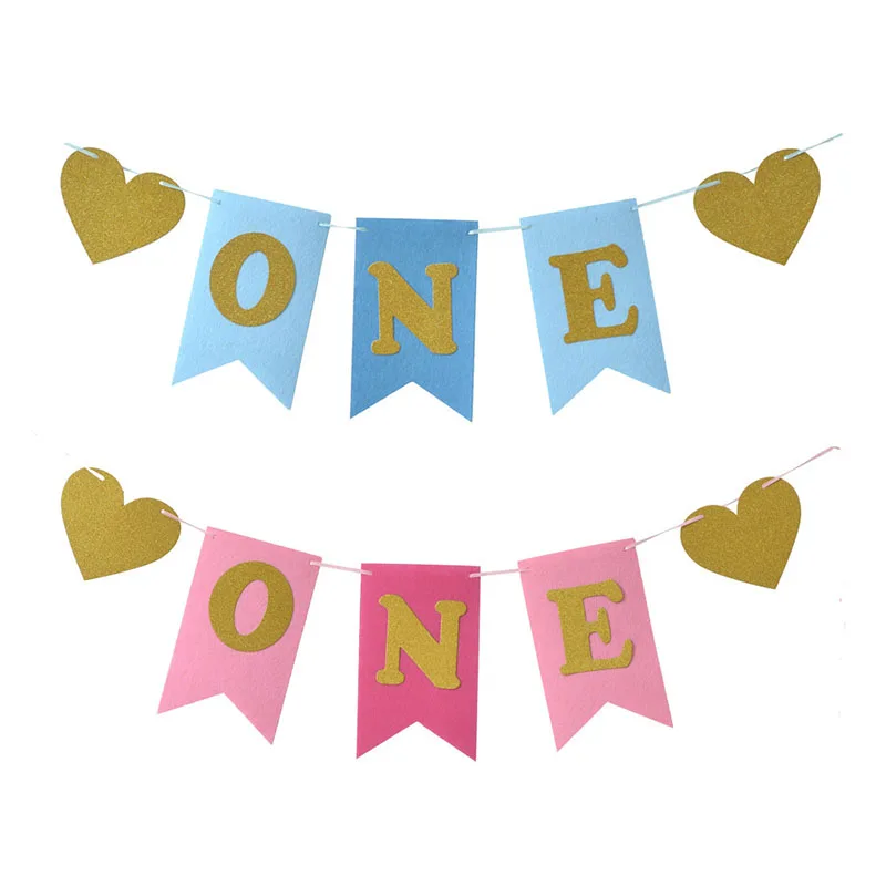 Pink Blue Glitter One Banner Pennant Hanging High Chair Baby Shower Flag Kids Boys Girls First Birthday Party Decoration Pink Blue Glitter One Banner Pennant Hanging High Chair Baby Shower Flag Kids Boys Girls First Birthday Party Decoration
