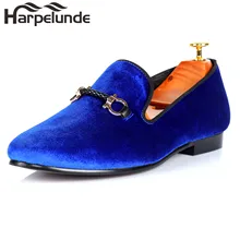 Harpelunde Slip On Men Flats Buckle Strap Dress Shoes Blue Velvet Loafers size 7-14 Harpelunde Slip On Men Flats Buckle Strap Dress Shoes Blue Velvet Loafers size 7-14