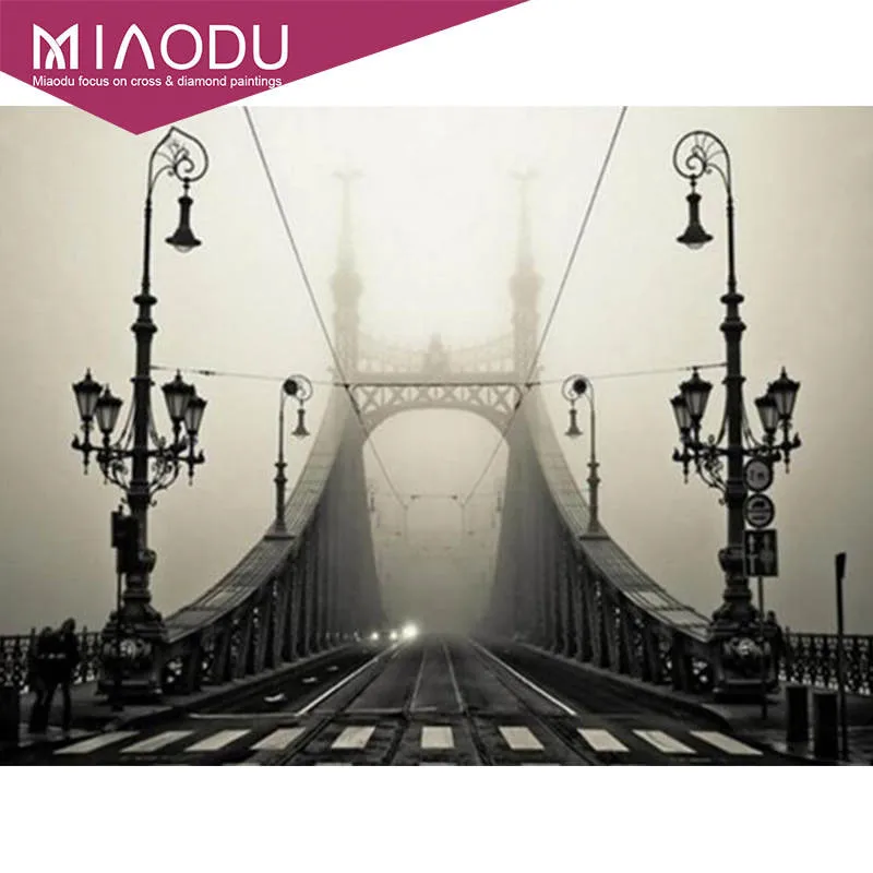 Miaodu украшение дома вышивка крестиком Мозаика Budapest Hungary Настенная Наклейка мост