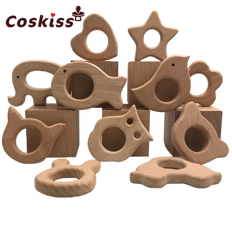 Wooden Teething-Toy Organic Gift Eco-Friendly Infants Nature Baby Nursing 11pc