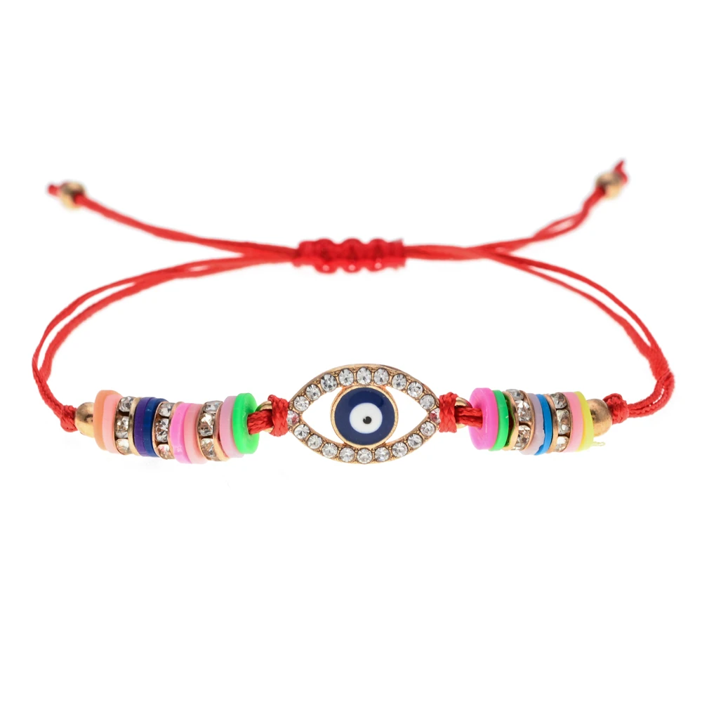 12pcs/set Handmade Braide Adjustable Bracelets&Bangle Crystal Eye Palm Beads Charms Bracelet Fashion Wristband Jewelry for Women|Браслеты с