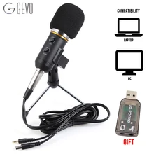 GEVO MK F200FL Condenser Microphone For Computer Studio Profesionales 3.5mm Wired Stand USB Mic For PC Karaoke Laptop Recording