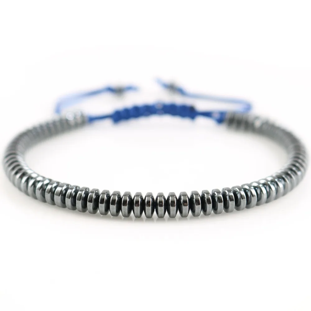 

Boho Bracelet Handmade Natural Hematite Wax Cord Simple Bracelet Birthday Gift Jewelry Drop shipping Friendship Bead Bracelet