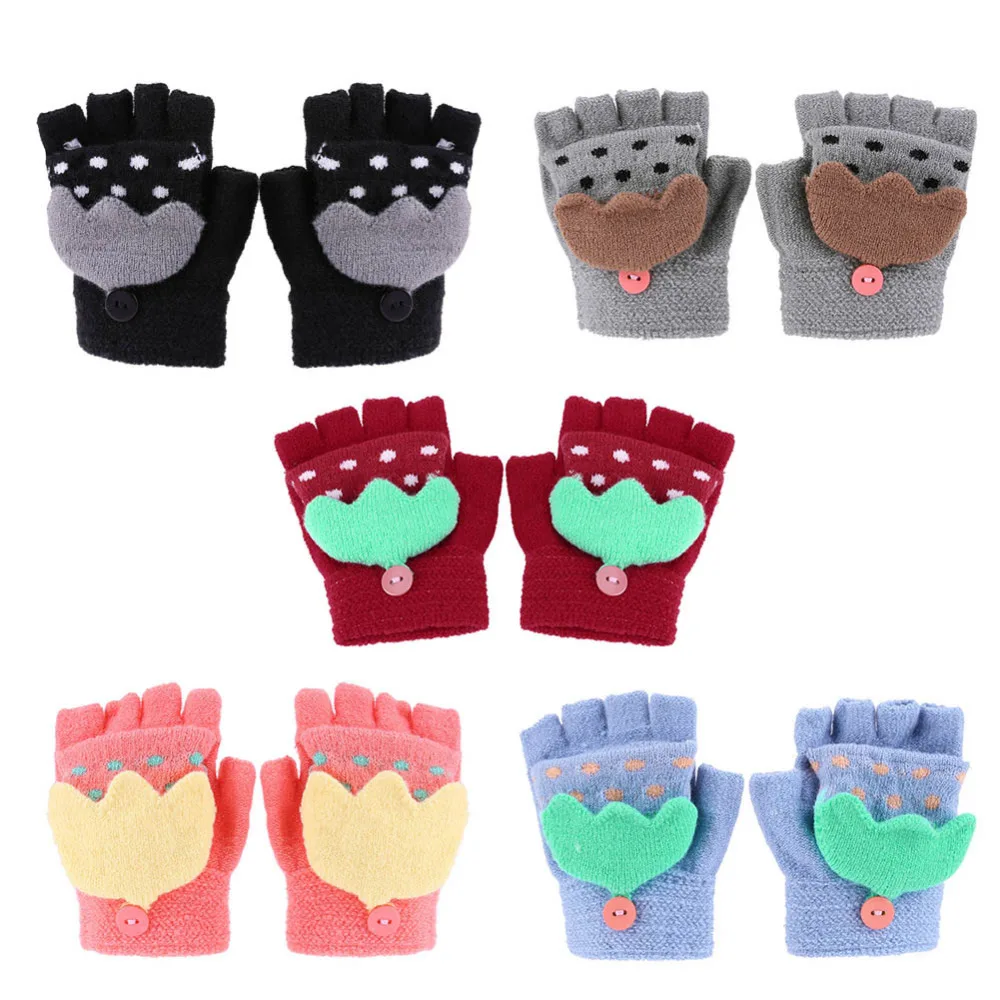 Cute Ladies Children Animal Head Mittens Gloves Winter Warm Boy//Girls Unisex