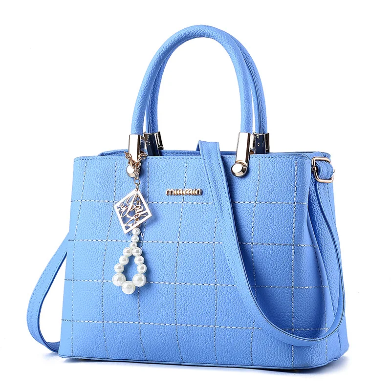 Женская сумка, женская кожаная сумка, сумка на плечо, женские сумки через плечо, для женщин, подвеска, слинг, клетка, большая, высокое качество, модная - Цвет: Синий