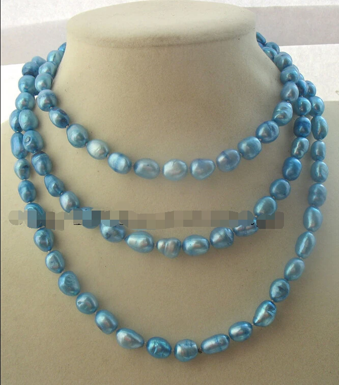 

Free shipping >>>>>WOW! freshwater pearl blue baroque necklace 48" nature