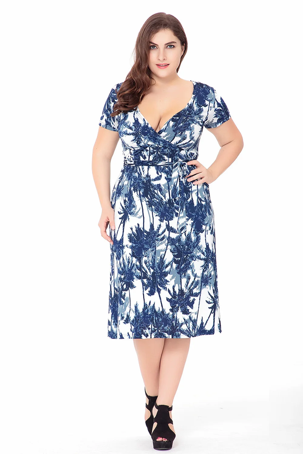 Women Plus Size XL-6XL Dress Robe Sexy Vintage Style Fit And Flare Belted Rope Desigual Vestidos Printed Floral Summer Dress plus-floral-dress : image Women Plus Size XL-6XL Dress Robe Sexy Vintage Style Fit And Flare Belted Rope Desigual Vestidos Printed Floral Summer Dress plus-floral-dress