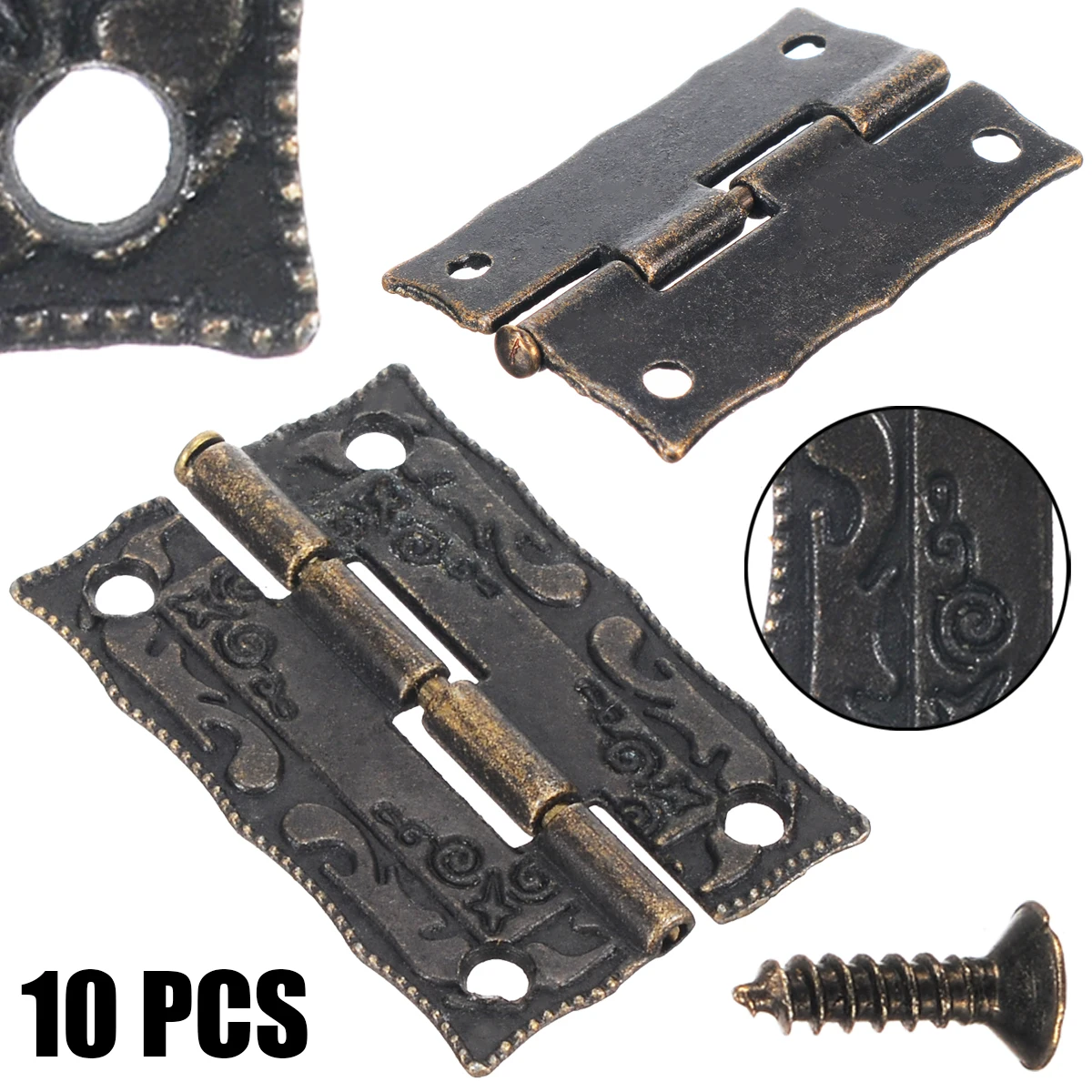 Mayitr 10pcs Mini Antique Brass Hinges Cabinet Drawer Jewelry Box