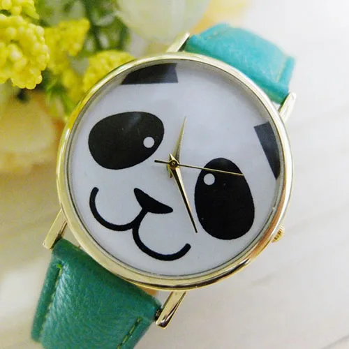

Popular Cute Panda Pattern Round Dial Faux Leather Analog Quartz Adorable Watches Design Watch NO181 5UZV