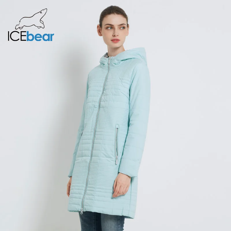 ICEbear осеннее пальто длинное хлопковое Женское пальто с капюшоном модная Женская Стеганая куртка-парка для женщин 17G292D