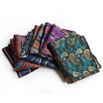 

Explosion Polyester Fashion Paisley Big Flower Pocket Towel Unique Design Business Men's Quality Handkerchief Pocket Towel