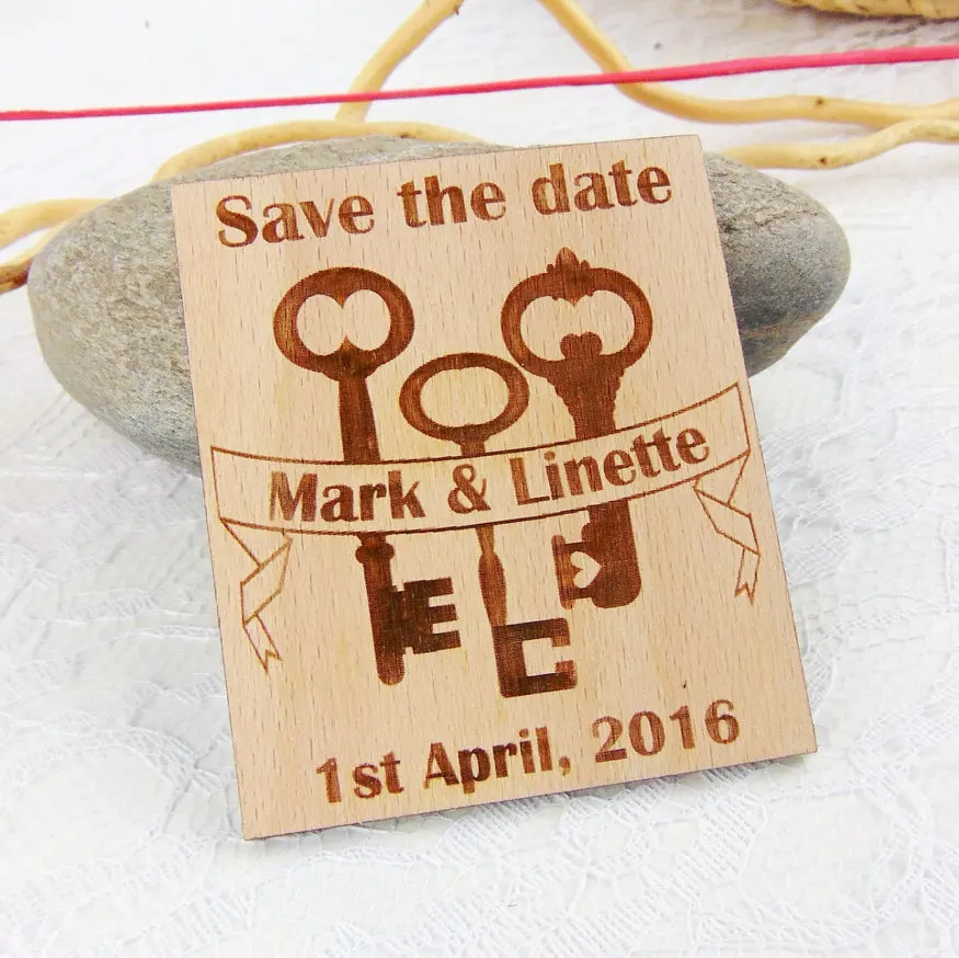 

Rustic Keys Save the Date Magnet, Custom Engraved Save the Date, Wood Save the Date, Rustic Save the Date, Wedding Favor, Weddin