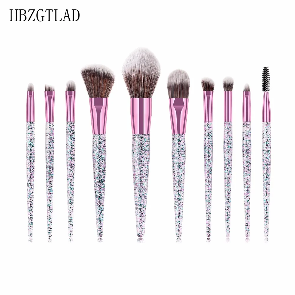 2018 New 10pcs Liquid Glitter Brush Set Makeup Brushes Pincel Kit