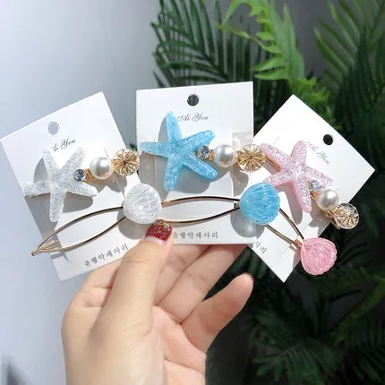 

Starfish Hair Clips for Women Fashion Sweet Imitation Korean Style Hairpins Alloy BB Headmade Girls Pearl Hair Accessories