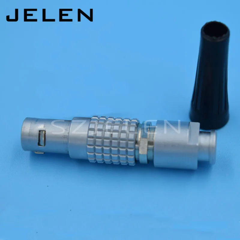 LEMO 1B 7 pin connector plug, FGG.1B.307.CLAD, Red camera power supply