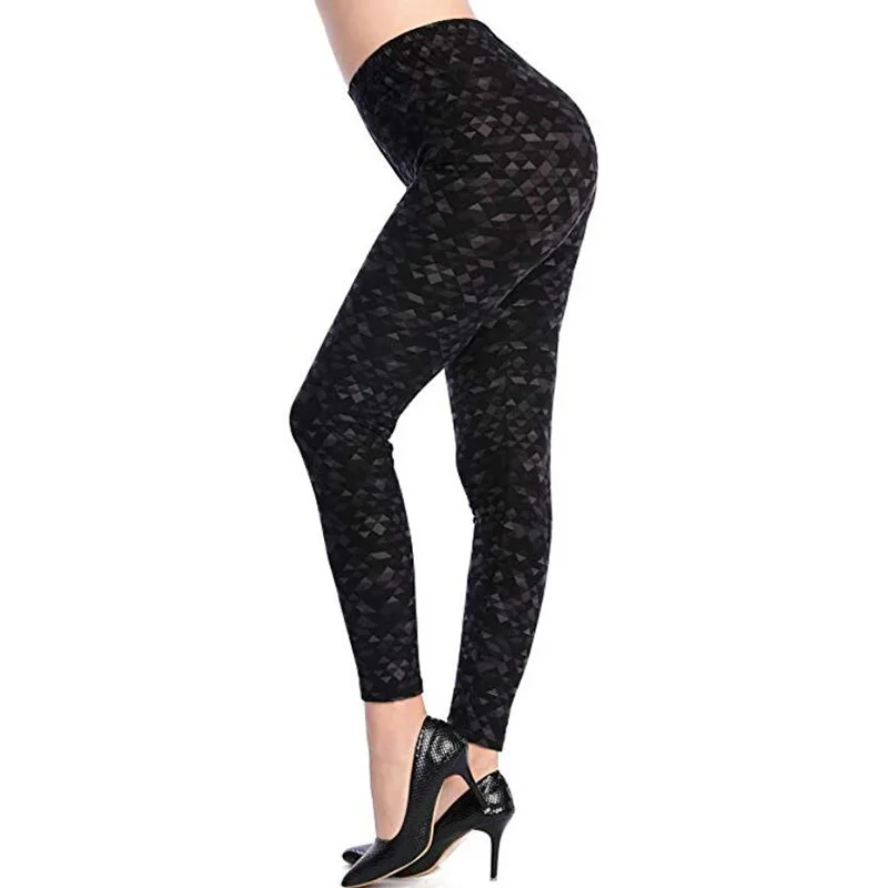 CHSDCSI Fashion Jeggings For Women Printing Leggings Push Up Pants Flower Printed High Waist Legging Sexy Gym Fitness Leggin - Цвет: PD41 Black Diamod