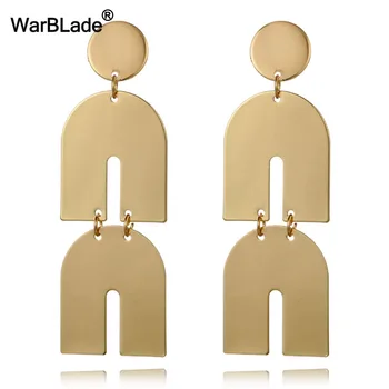 

WarBLade Irregular Geometric Double U Shape Dangle Earring Gold Long Pendant Sequin Drop Earrings For Women Statement Jewelry