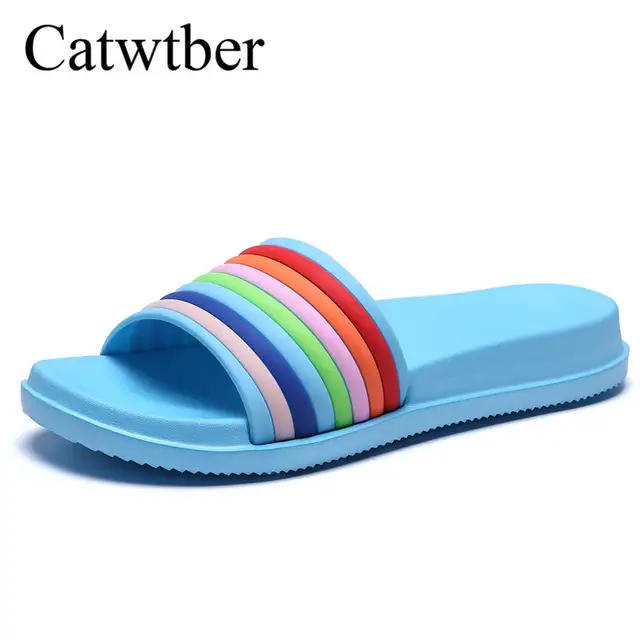 rainbow thick soled slippers