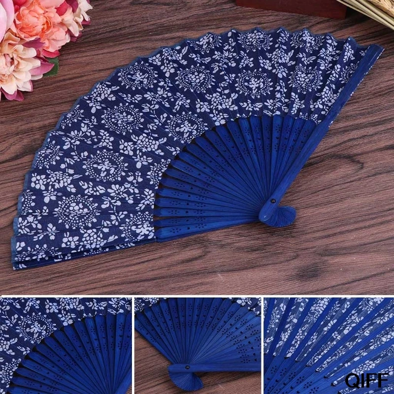 

Wholesale Chinese Summer Folding Hand Fan Fabric Flower Floral Wedding Party Favor Gift May06
