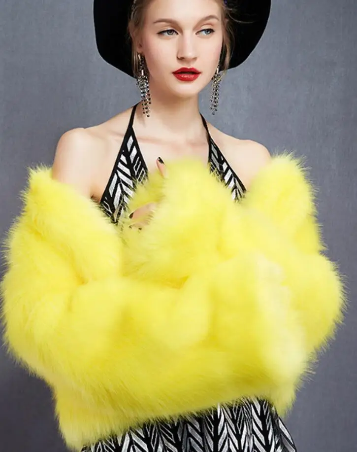 A969 Jaune Hiver Fourrure Femmes 2018 De Faux Chaud Pardessus Manteaux Dames Pour Manteau Mode Yellow Vestes Automne Survêtement 4wdqa4