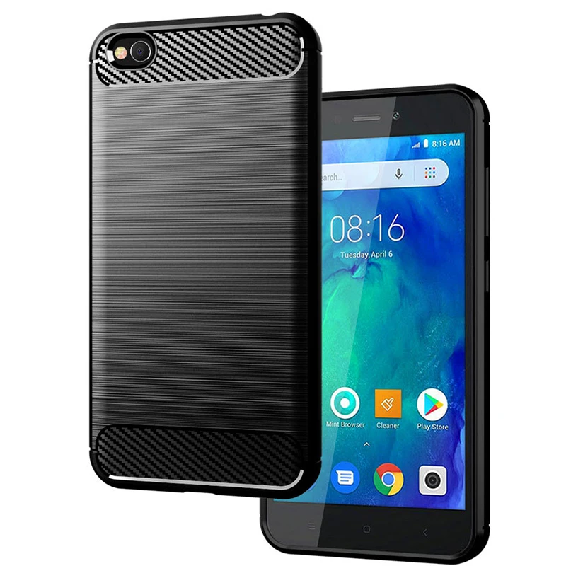 Shock Absorption Cover Soft TPU Anti Scratch Carbon Fiber Back Fundas Coque Silicone Armor Bumper Case for Xiomi Redmi Go cases