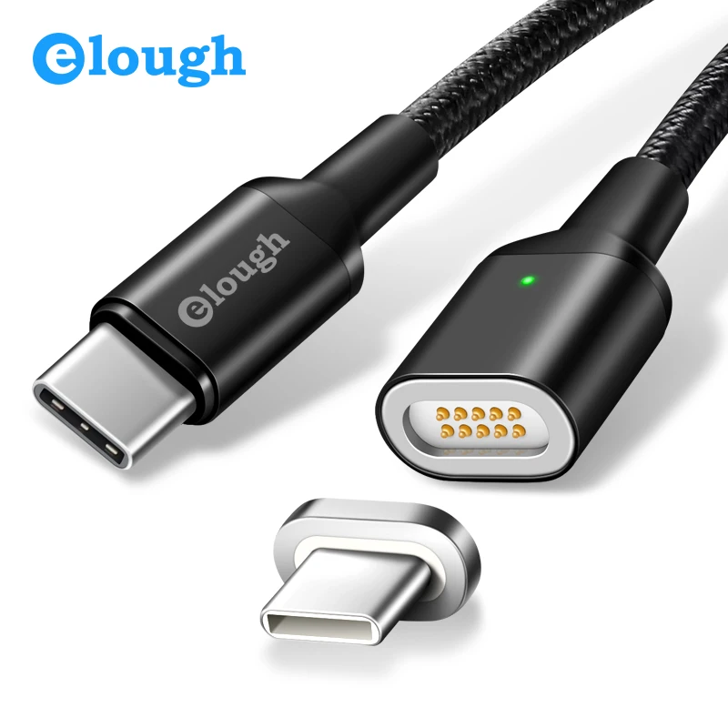 Elough 20 V 5A USB نوع C كابل مغناطيسي ل جديد ماك بوك هواوي Matebook Xiaomi الهاتف المحمول سريع PD تهمة المغناطيس شاحن