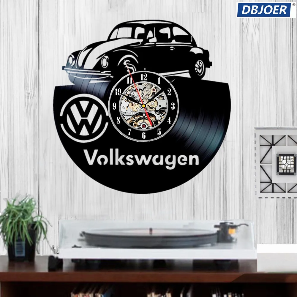 Светодиодный ночной Светильник Volkswagen часы пластинка настенные часы вентилятор искусство ручной работы Декор уникальные декоративные виниловые часы
