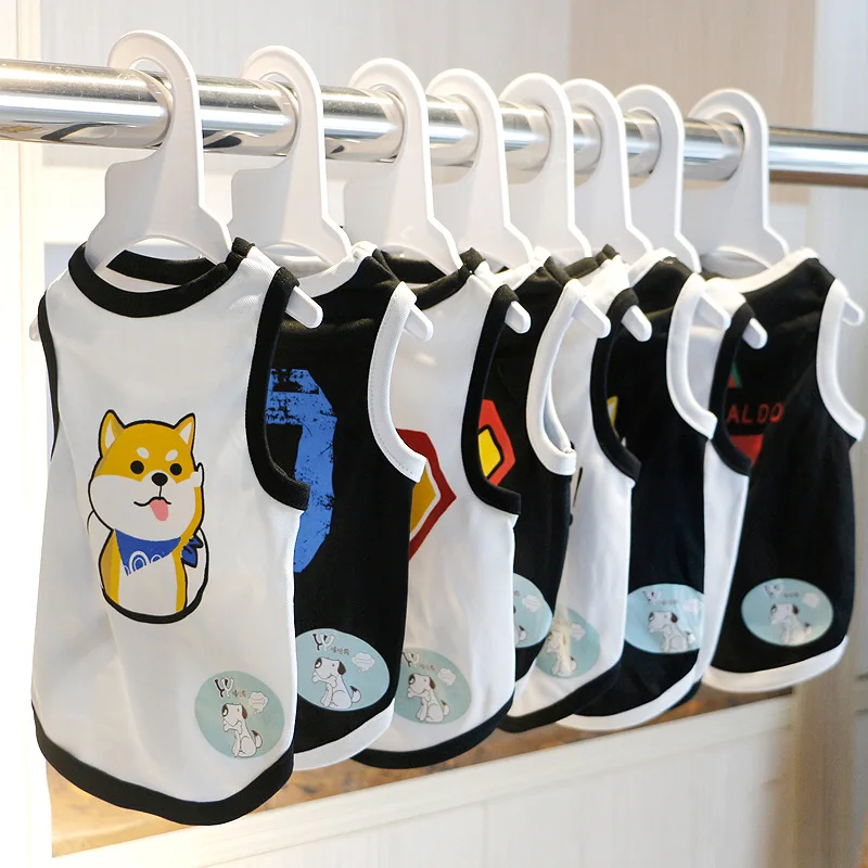 

New Polyester Cartoon Dog Clothes Puppy Pet Clothing Monkey Superman Summer Dog Vest Breathable Cool Dog T Shirt for Small Dog