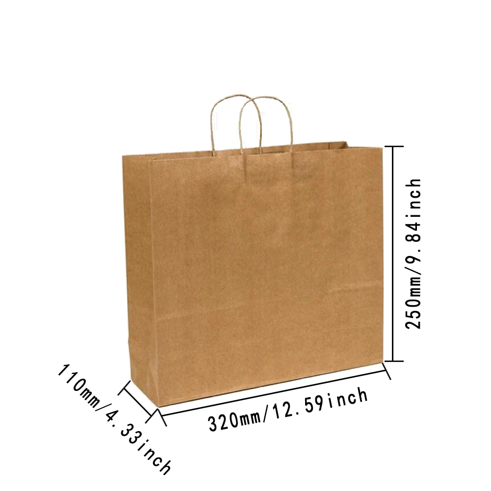 Экологическая дешевая коричневая крафт-бумага хозяйственные сумки с ручками вечерние подарочные сумки Большие размеры