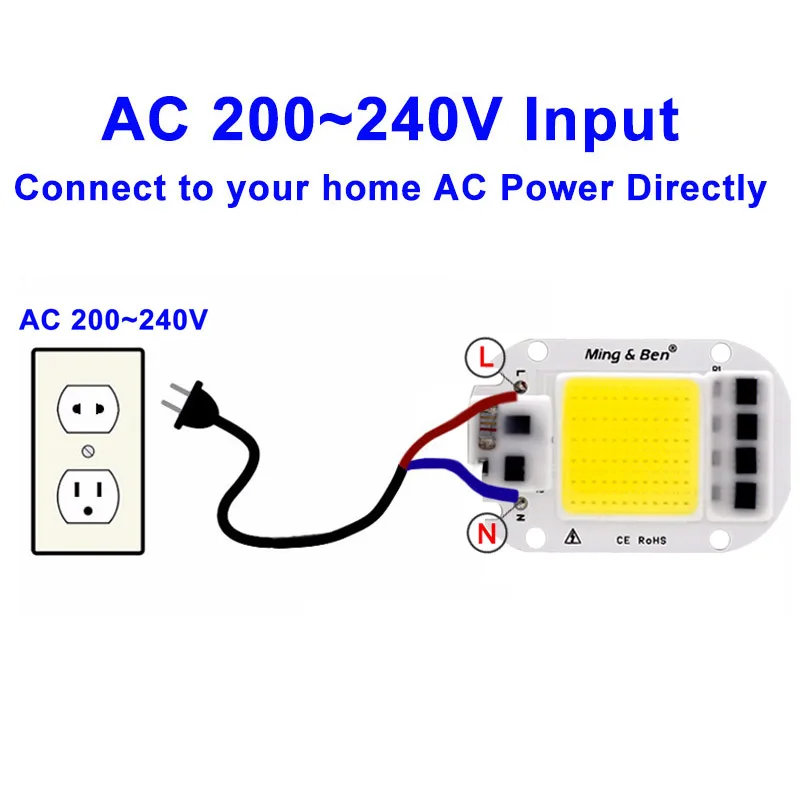 Светодиодный COB лампы постоянного тока чип светодиодный рассеивателем 220V 240V 230V 20W 30W 50W умная ИС(интеграционная схема) "сделай сам" для Светодиодный прожектор светильник нужен радиатор для охлаждения