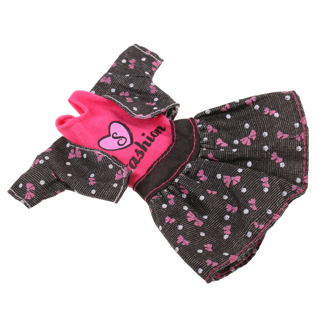 3 Pcs Doll Clothes Sweet Heart Polka Dot Printed Short Dress Coat Clothes Vest Clothes Outfit Short Dress Suit for 28-30cm  Doll