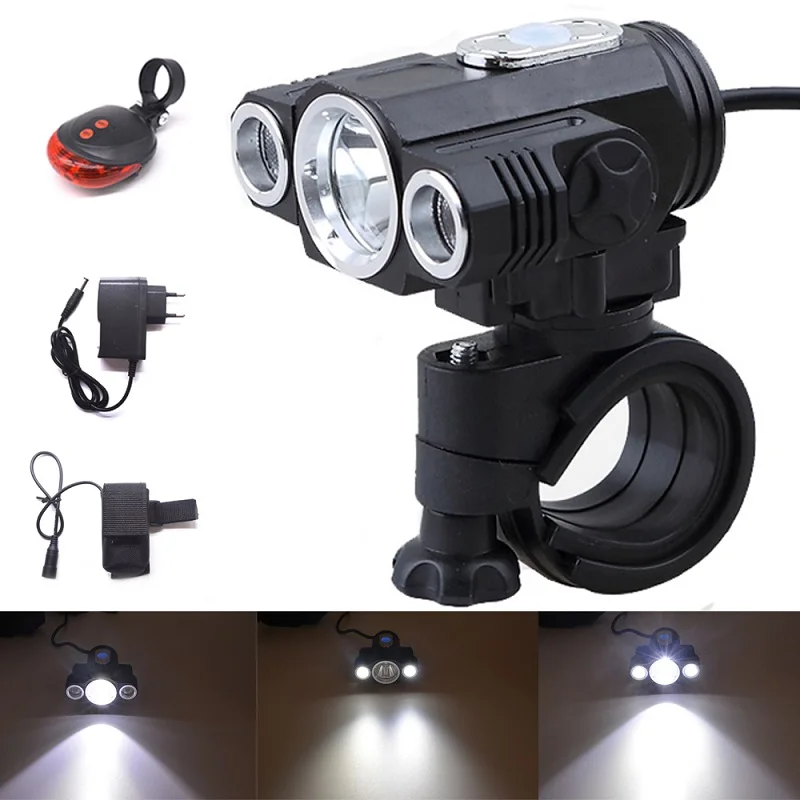 

3x XML T6 LED Bycicle Light Bike Bicycle front Lamp Torch Rechargeable Headlight Headlamp Cycling Accessories for Riding