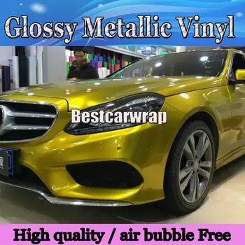 

Gloss Candy metallic gold Vinyl Wrap With Air Release Full CAR COVERING Styling PROTWRAPS Size:1.52*20M/Roll