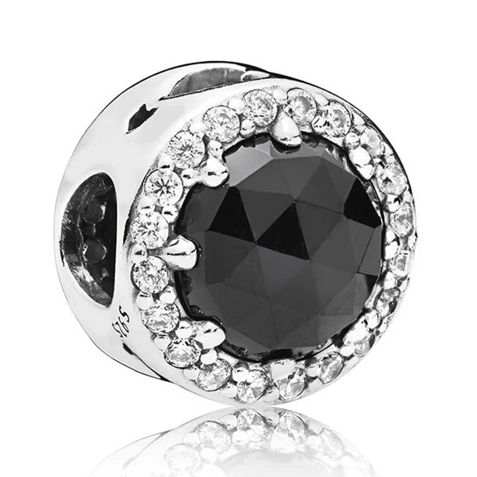 

Authentic S925 Sterling Silver DIY Jewelry Evil Queen's Black Magic Charm fit Lady Bracelet Bangle Black Crystals & Clear CZ