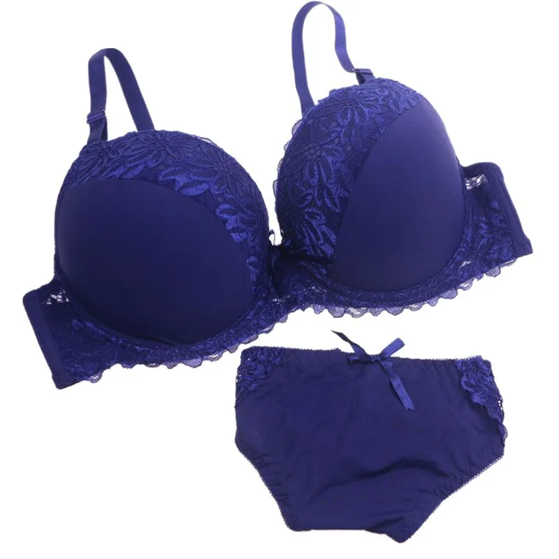 

Women Push Up Cup D Print Bra Sets Appliques bracelet Sexy Underwear Bra Panty Sets Intimates 85/90/95