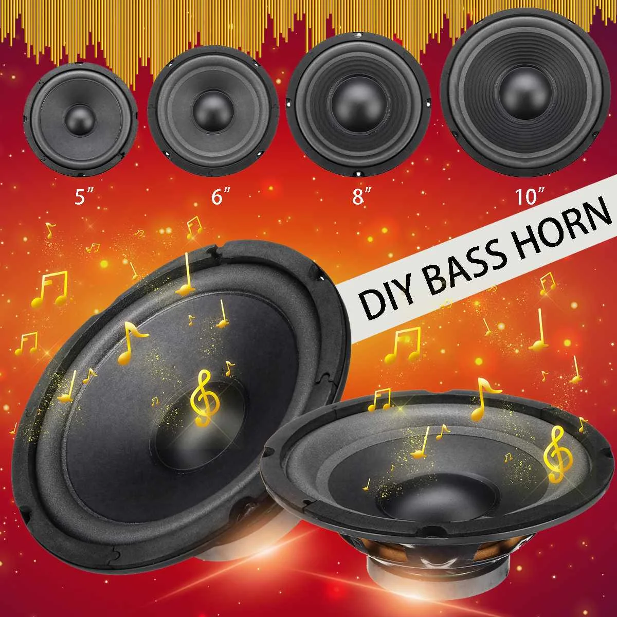 35/50/80/120W DIY Bass Trumpet Strong Bass Horn Stereo Subwoofer
