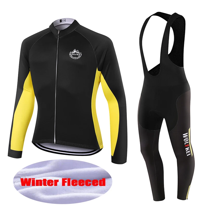 WOLFKEI 2017 New Winter Thermal Fleece Ropa Ciclismo Cycling clothing long bib tights set Mountain bike jersey kits #WK2583|jersey dress plus