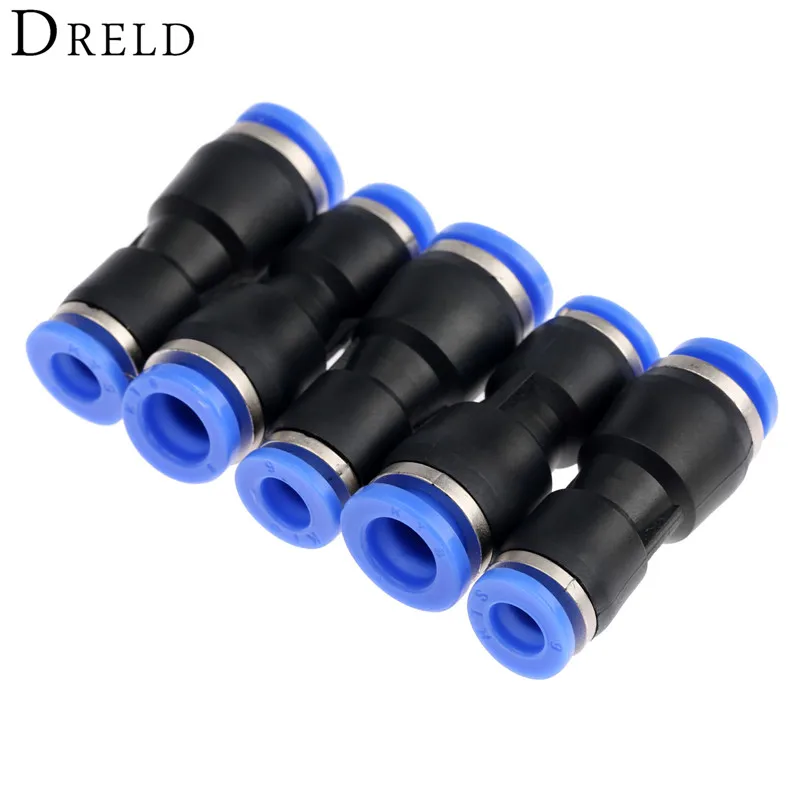 5Pcs Pneumatic Fittings Push In Straight Reducer Connectors For Air