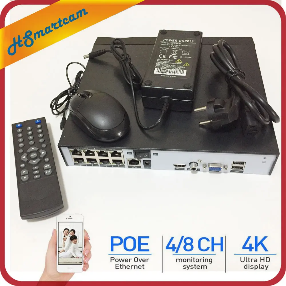 H.265 4CH 5MP 8CH POE 48 V NVR безопасности IP Камера видео система наблюдения CCTV P2P ONVIF 2MP/5MP/4 K сети видео Регистраторы 4 ТБ