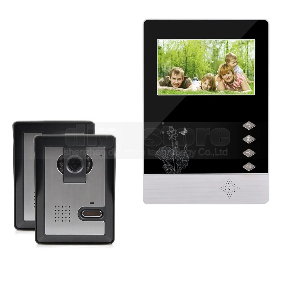 DIYSECUR 4.3 inch TFT LCD Indoor Monitor + 600 TVLine HD Camera IR Night Vision Video Door Phone Video Intercom 2V1