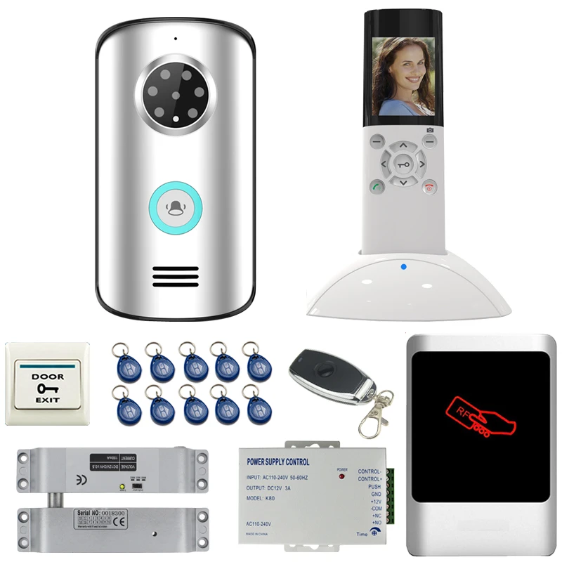 

JERUAN Wireless Video Door phone Doorbell Intercom System kit IP55 Waterproof IR Night Vision Camera + RFID Access controller