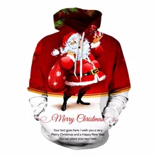 2017 fashion Xmas Santa Claus hip hop sweatshirts 3d print womens/mens pullover males hooded long sleeve T shirts hoodies wear