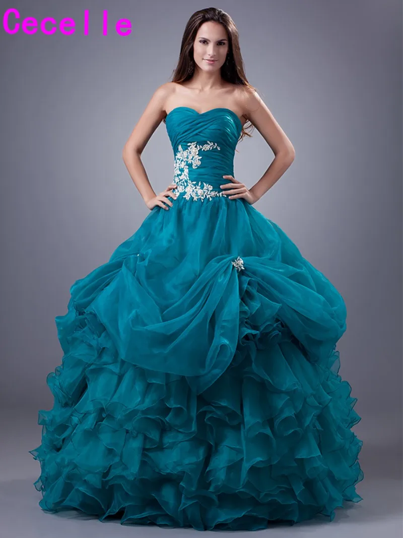 2019 бальное платье Quinceanera платье Милая Многоуровневое органза сладкий 16 15 принцесса Бирюзовый бальные платья индивидуальный заказ