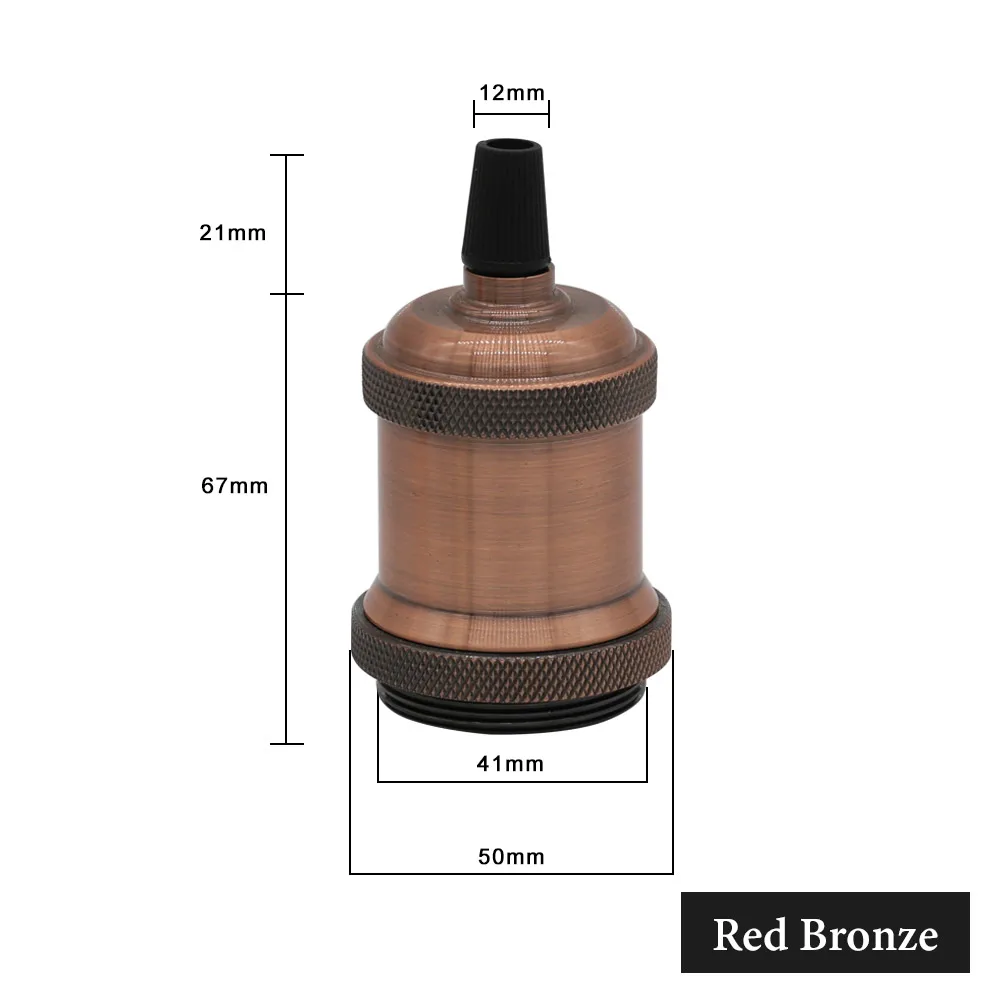 E27 Цоколи для ламп держатель алюминиевый дуй E27 разъем 85-265 в винтажный Ретро держатель лампы Эдисона Декор подвесной светильник подвесные светильники - Цвет: E27 Base Red Bronze